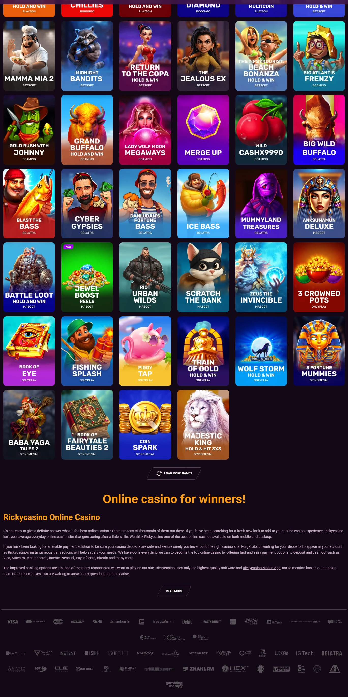 RickyCasino slot games grid